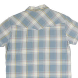 WRANGLER Mens Blue & Cream Check Shirt M Cotton Casual Western Short Sleeve
