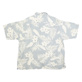 CARIBBEAN Mens Grey & Cream Floral Silk Blend Shirt XL Tropical Lightweight