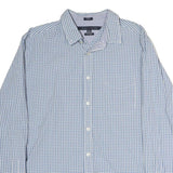TOMMY HILFIGER Mens Blue Check Shirt L Classic Fit Cotton Casual Long Sleeve