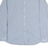 TOMMY HILFIGER Mens Blue Check Shirt L Classic Fit Cotton Casual Long Sleeve
