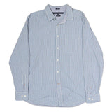 TOMMY HILFIGER Mens Blue Check Shirt L Classic Fit Cotton Casual Long Sleeve