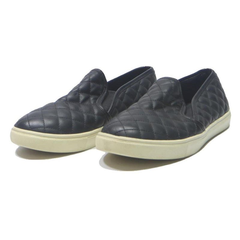 STEVE MADDEN Womens Black Quilted Leather Slip On Shoes UK 6.5 Comfortable
