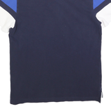 LACOSTE Mens Navy Blue White & Royal Blue Short Sleeve Colourblock M Cotton