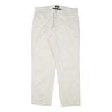 NAUTICA Mens Cotton Blend White Regular Straight Trousers W34 L29 Casual Zip