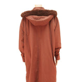 Womens Rust Button Cotton Blend Long Sleeve Coat XL Plain Hooded Casual Jacket