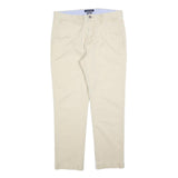 TOMMY HILFIGER Mens Cotton Blend Beige Slim Straight Trousers W34 L30 Casual