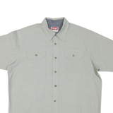 WRANGLER Mens Grey Cotton Blend Shirt L Casual Button Pocket Short Sleeve