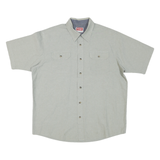 WRANGLER Mens Grey Cotton Blend Shirt L Casual Button Pocket Short Sleeve