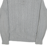 NAUTICA Womens Grey Patterned Jumper Cotton Blend Half Zip Cable Knit S