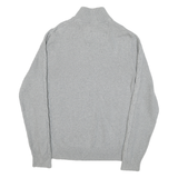 NAUTICA Womens Grey Patterned Jumper Cotton Blend Half Zip Cable Knit S