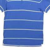 TOMMY HILFIGER Mens Blue & White Striped Polo Shirt XS Classic Cotton Blend