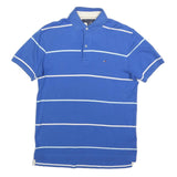 TOMMY HILFIGER Mens Blue & White Striped Polo Shirt XS Classic Cotton Blend