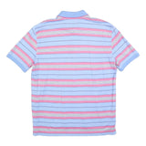 TOMMY HILFIGER Mens Blue & Pink Striped Short Sleeve Polo Shirt L Cotton Blend