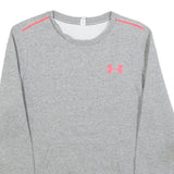 UNDER ARMOUR Womens Grey Sweatshirt Crew Neck S Pink Logo Casual Pullover