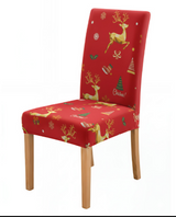 Anyseat Red Mix Christmas Print Design Elastic Chair Cover – Plain Christmas Dining Slipcover & Home Décor