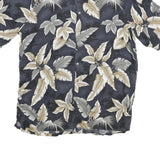 CROFT & BARROW Mens Blue Beige Hawaiian Shirt L Cotton Blend Summer Casual