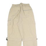 Mens Relaxed Beige Polyester Blend Cargo Trousers W26 L29 Zip Pockets Casual