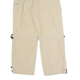 Mens Relaxed Beige Polyester Blend Cargo Trousers W26 L29 Zip Pockets Casual