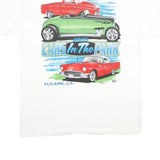 HANES Mens White Cars In The Park Graphic T-Shirt L Short Sleeve Crew Neck Event
