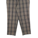 Womens Regular Fit Beige Grey Check Zip Trousers W26 L24 Classic Casual