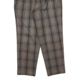 Womens Regular Fit Beige Grey Check Zip Trousers W26 L24 Classic Casual