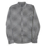 ARMANI EXCHANGE Mens Black Grey Cotton Blend Patterned Shirt L Long Sleeve