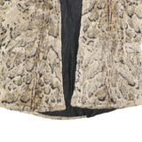 GILDA Womens Beige & Brown Animal Print Jacket L Polyester Blend Short Sleeve