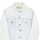 LEVI'S Womens White Denim Cotton Jacket XS Button Front Classic Fit Distressed