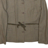 EUSON Womens Brown Wool Button Jacket M Houndstooth Classic Tailored