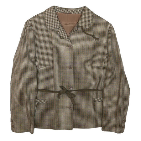 EUSON Womens Brown Wool Button Jacket M Houndstooth Classic Tailored