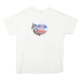 GILDAN Mens White Red Bull High Point National Graphic T-Shirt L Short Sleeve