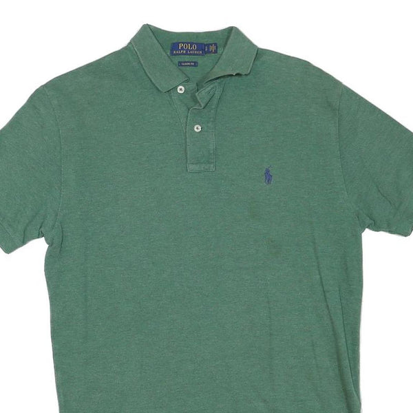 POLO RALPH LAUREN Mens Green Short Sleeve Plain S Polo Shirt Cotton Blend