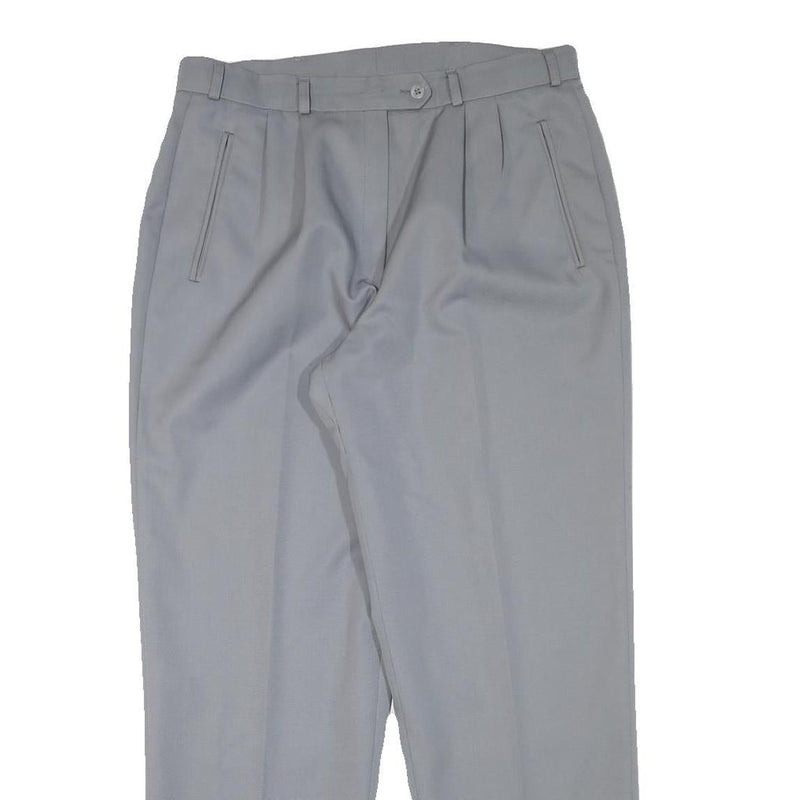 Womens Relaxed Fit Wool Blend Grey Trousers W32 L29 Zip Closure Elegant