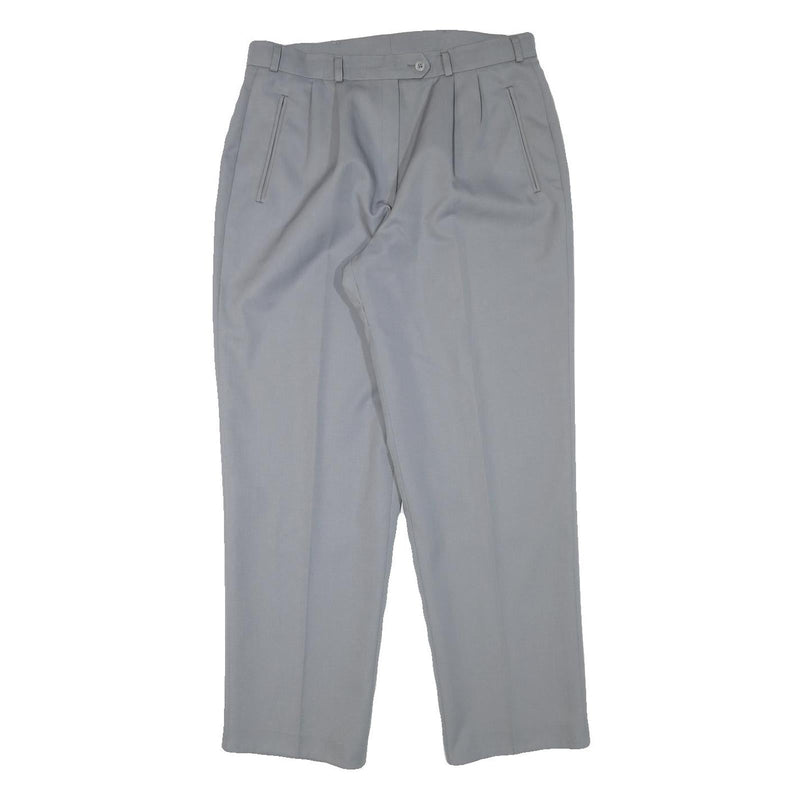 Womens Relaxed Fit Wool Blend Grey Trousers W32 L29 Zip Closure Elegant