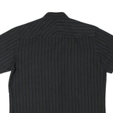 QUICKSILVER Mens Black & Grey Striped Shirt M Cotton Blend Casual Button Collar