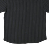 QUICKSILVER Mens Black & Grey Striped Shirt M Cotton Blend Casual Button Collar