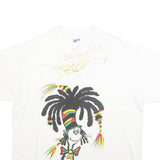 HANES Mens White XL Graphic T-Shirt Short Sleeve Crew Neck Cotton Blend Casual
