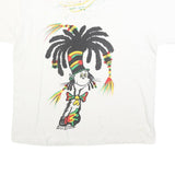 HANES Mens White XL Graphic T-Shirt Short Sleeve Crew Neck Cotton Blend Casual