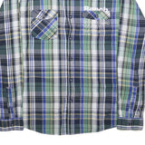 BENCH Mens Blue Green Check Shirt M Cotton Blend Casual Long Sleeve