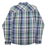 BENCH Mens Blue Green Check Shirt M Cotton Blend Casual Long Sleeve