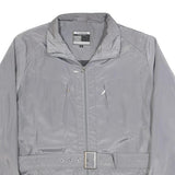 BRUGI Womens Grey Lightweight Jacket L Polyester Blend Zip Belted Casual