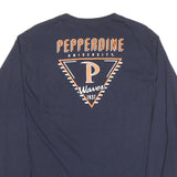 CHAMPION Mens Navy Pepperdine University Graphic T-Shirt M Long Sleeve Crew Neck