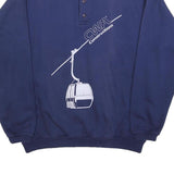 SWITCHER Mens Navy Blue Construction Logo Collared XL Cotton Blend Sweatshirt