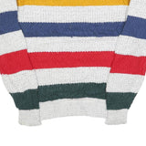 TODAYS NEWS Womens White Yellow & Blue Red & Green Patterned Jumper Crew Neck
