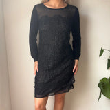 Intimissimi Lace Midi Dress - Small Black Cotton Blend