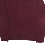 CHAPS Mens Maroon Plain Cotton Jumper Crew Neck Basic Knit L Comfort Classic