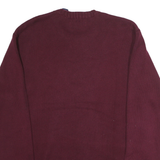 CHAPS Mens Maroon Plain Cotton Jumper Crew Neck Basic Knit L Comfort Classic