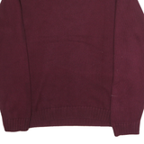 CHAPS Mens Maroon Plain Cotton Jumper Crew Neck Basic Knit L Comfort Classic