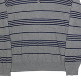 CHAPS Mens Grey & Navy Patterned Cotton Blend Jumper 1/4 Zip Regular 2XL