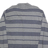 CHAPS Mens Grey & Navy Patterned Cotton Blend Jumper 1/4 Zip Regular 2XL